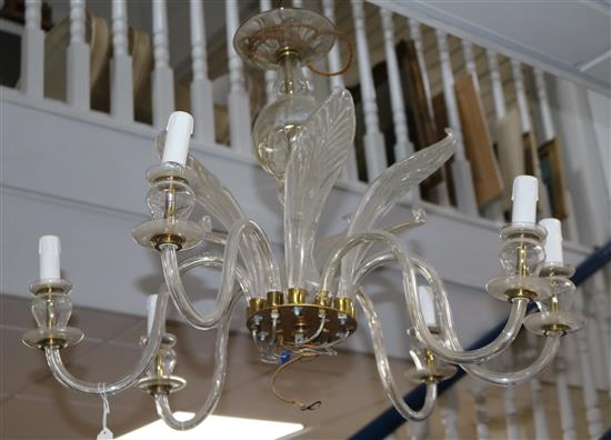 A Murano style five branch chandelier